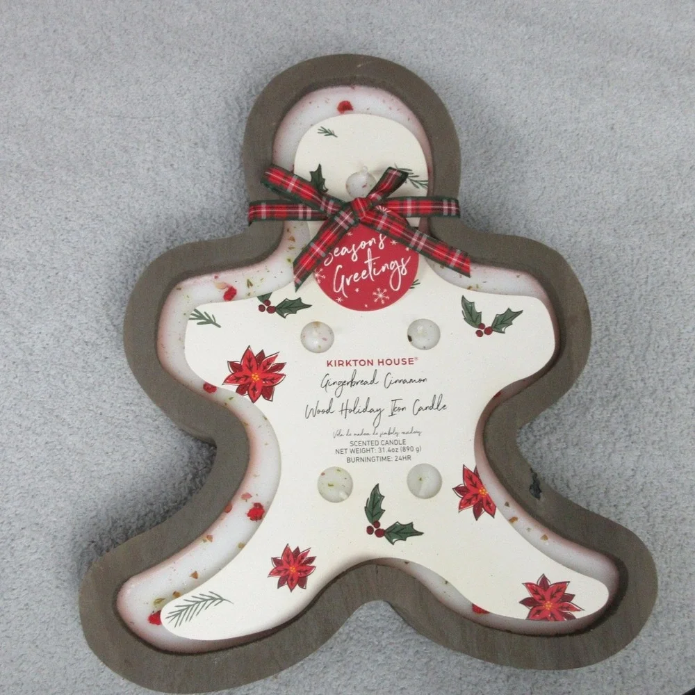 Kirkton‎ House Holiday Icon Wood Scented Candle Gingerbread Man Cinnamon